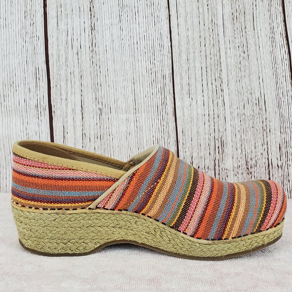 Dansko Vegan Jute Pro Women's Multicolor Striped Clogs Shoes Sz 39 US 8.5/9